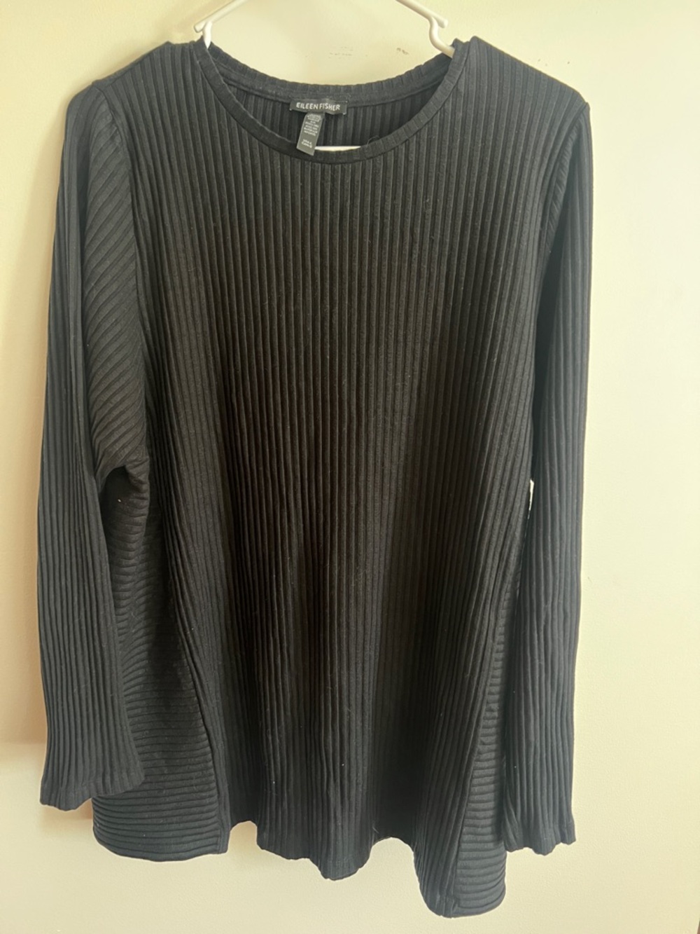 Eileen Fisher Black Ribbed Crewneck Sweater